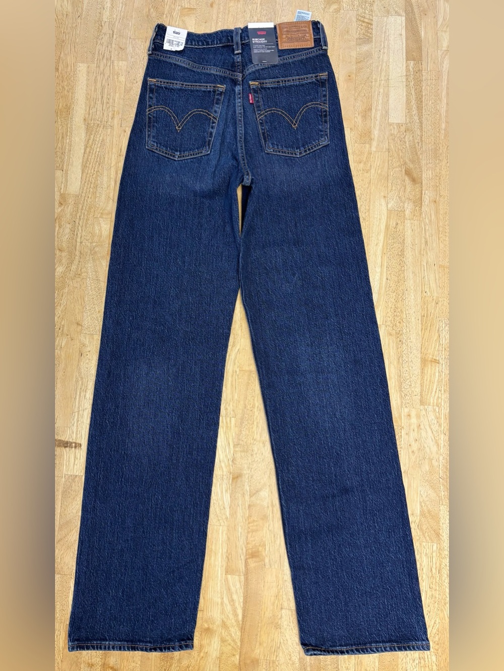 LEVI'S Premium Ribcage Straight Jeans Dark Wash Button Fly NWT Tall 27x34 27 - Picture 9 of 9